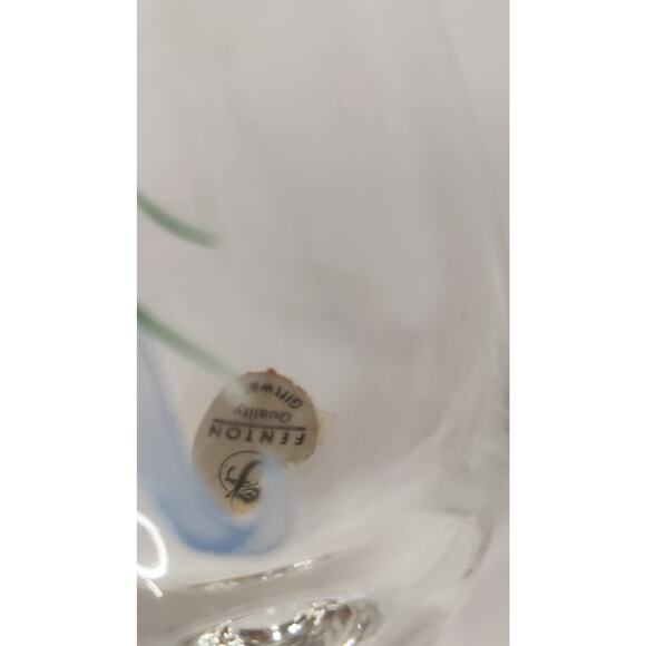 Fenton Glass Bud Vases – 10" Clear Floral Gold Trim – Vintage Pair - Picture 10 of 10